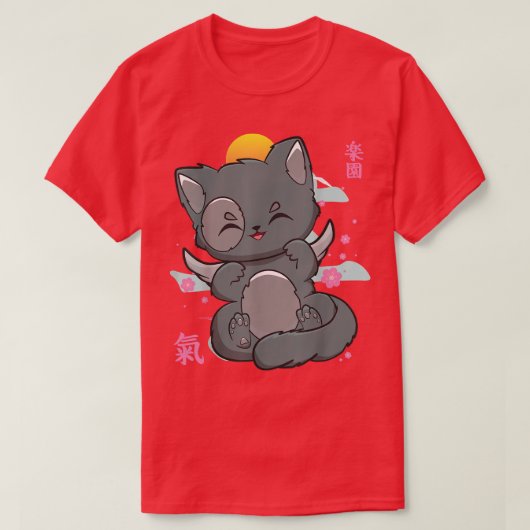 Cat Angelcore Kitten Chibi Anime Neko Pastel Gothi T-shirt (Design voorkant)