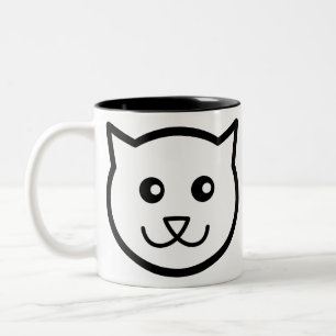 Cat Animal Face Kat Pet Happy Tweekleurige Koffiemok