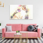 Cat Animal Floral Art Abstracte Canvas Print (Insitu (Woonkamer))