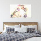 Cat Animal Floral Art Abstracte Canvas Print (Insitu (Slaapkamer))