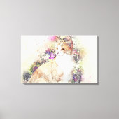 Cat Animal Floral Art Abstracte Canvas Print (Voorkant)