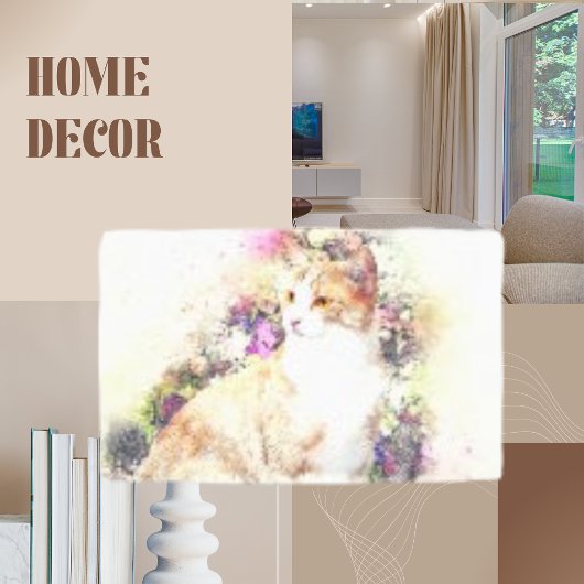 Cat Animal Floral Art Abstracte Canvas Print