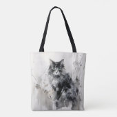 Cat Animal Ink Painting Tote Bag (Achterkant)