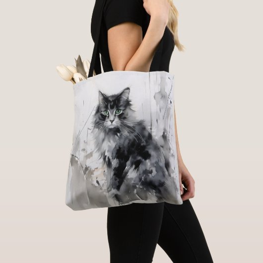 Cat Animal Ink Painting Tote Bag (Dichtbij)
