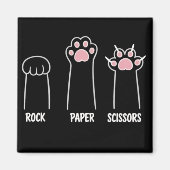 Cat Animal Pet Lover Rock Paper Scissors Hand Game Magneet (Voorkant)