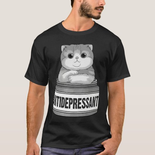 Cat Antidepressant  For Men Women Cool Cat T-shirt (Voorkant)