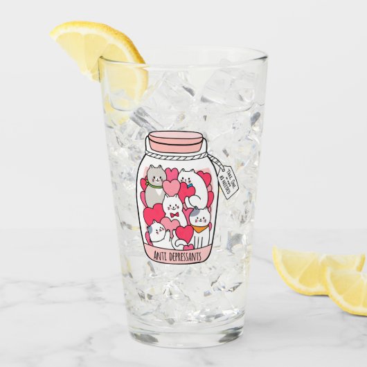 Cat Antidepressant Funny Cat Lover Gift Glas (Voorkant ijs)