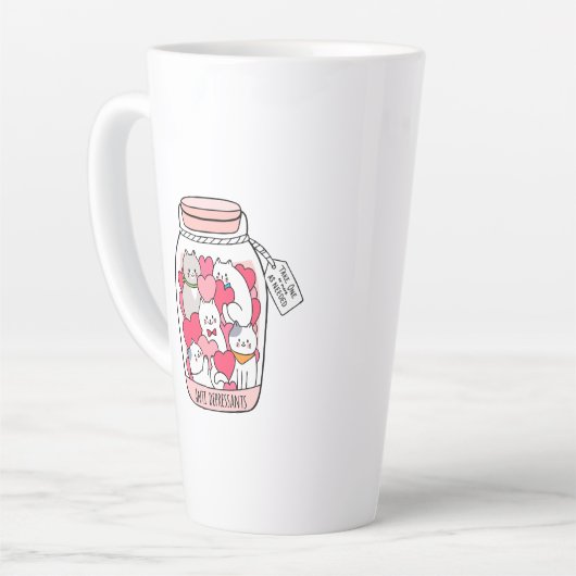 Cat Antidepressant Funny Cat Lover Gift Latte Mok (Linkerhoek)