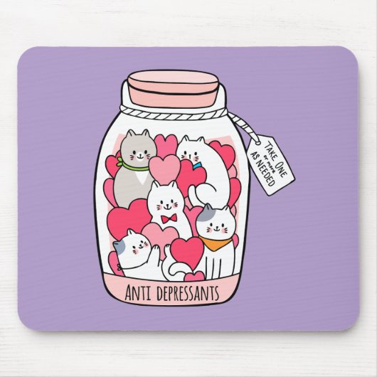 Cat Antidepressant Funny Cat Lover Gift Muismat (Voorkant)
