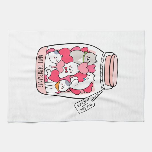 Cat Antidepressant Funny Cat Lover Gift Theedoek (Horizontaal)