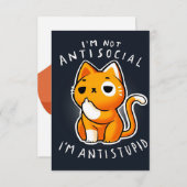 Cat-antisociaal RSVP Kaartje (Voorkant / Achterkant)