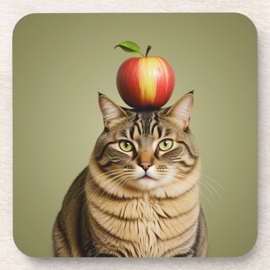 Cat Apple Bier Onderzetter (Voorkant)