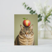 Cat Apple Briefkaart (Staand voorkant)