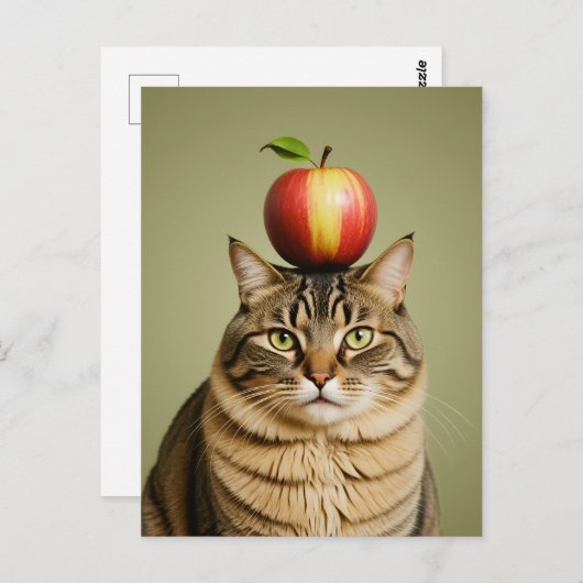 Cat Apple Briefkaart (Voorkant / Achterkant)