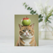 Cat Apple Feestdagenkaart (Staand voorkant)