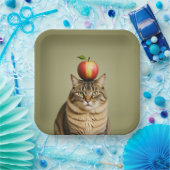 Cat Apple Papieren Bordje (Feest)