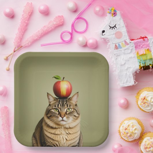 Cat Apple Papieren Bordje (Feest)
