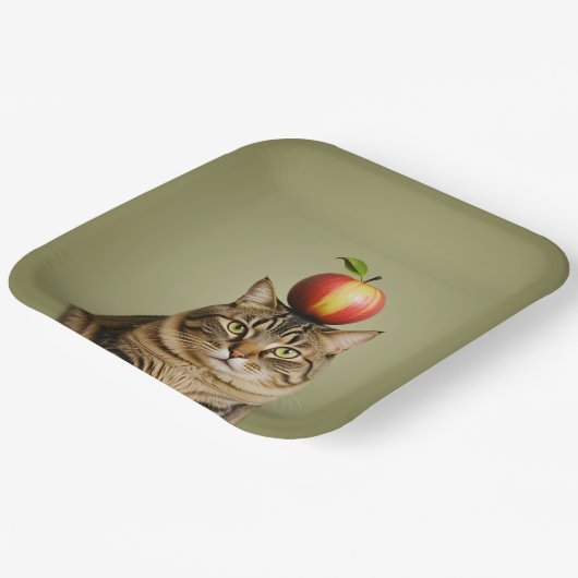 Cat Apple Papieren Bordje (Gebogen)