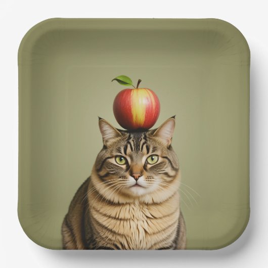 Cat Apple Papieren Bordje (Voorkant)