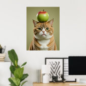 Cat Apple Poster (Thuiskantoor)