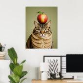 Cat Apple Poster (Thuiskantoor)