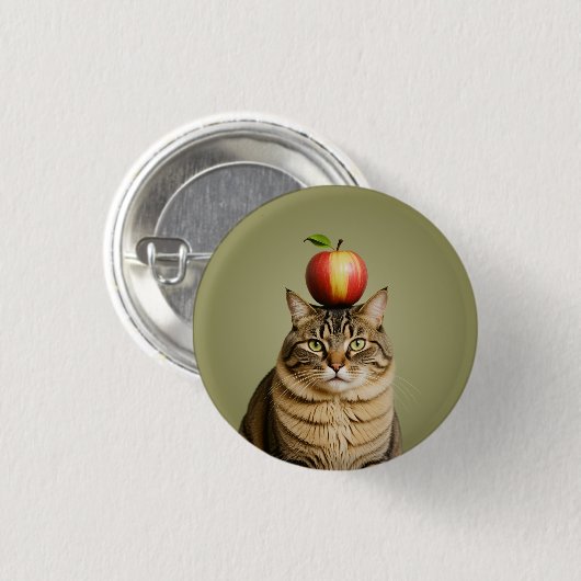 Cat Apple Ronde Button 3,2 Cm (Voorkant /achterkant)