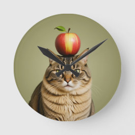 Cat Apple Ronde Klok