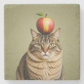 Cat Apple Stenen Onderzetter (Voorkant)