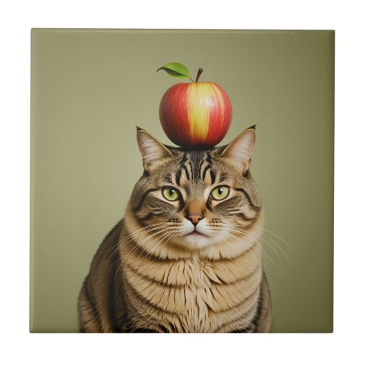 Cat Apple Tegeltje (Voorkant)