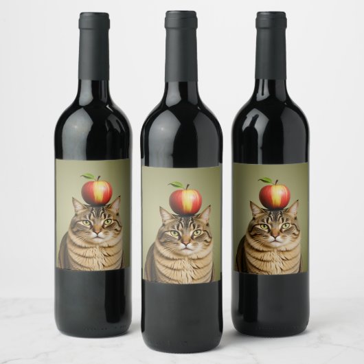 Cat Apple Wijn Etiket (Flessen)