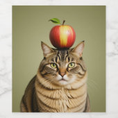 Cat Apple Wijn Etiket (Enkel label)