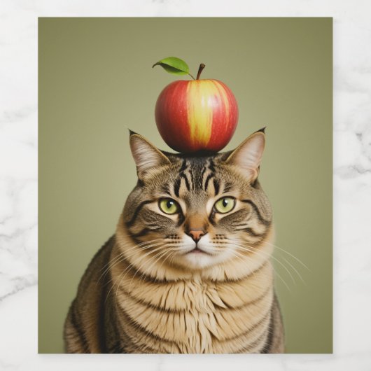Cat Apple Wijn Etiket (Enkel label)