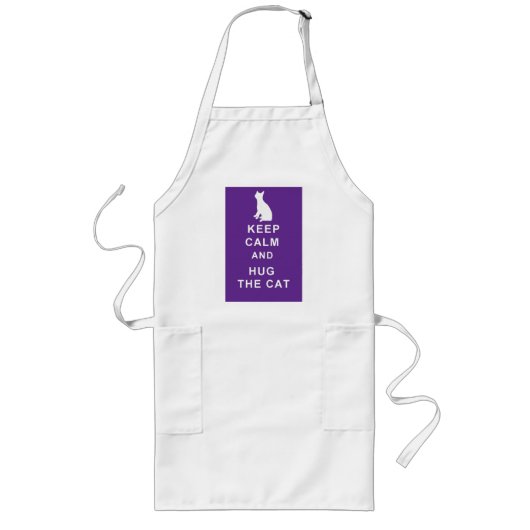 Cat Apron Keep Calm en Hug de kat Lang Schort (Voorkant)