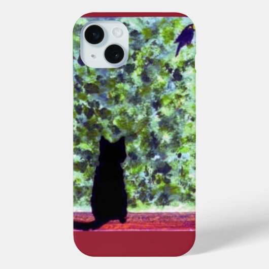 Cat Art Black Cat Bird Watching! Case-Mate iPhone Case (Achterkant)