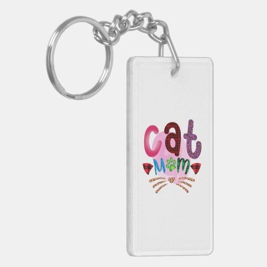 Cat Art Cat Mom_2 Sleutelhanger (Voorkant Links)