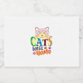 Cat Art Cats Bless Home Sparkling Wijnetiket (Enkel label)