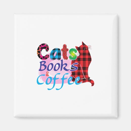Cat Art Cats Books Coffee_2 Magneet (Voorkant)