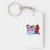 Cat Art Cats Books Coffee_2 Sleutelhanger (Voorkant)