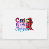 Cat Art Cats Books Coffee_2 Sparkling Wijnetiket (Enkel label)