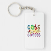 Cat Art Cats Books Coffee Sleutelhanger (Voorkant)