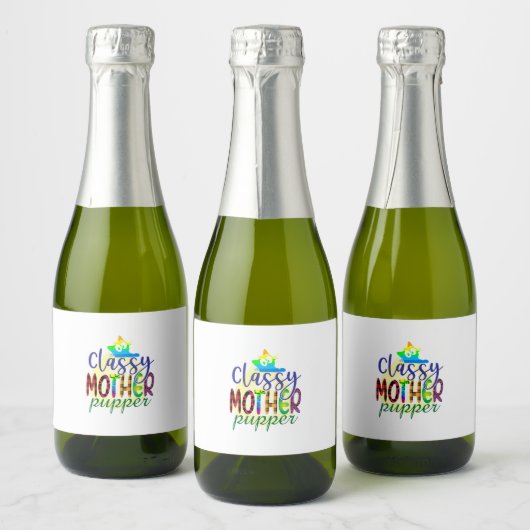 Cat Art Classy-moedertop Sparkling Wijnetiket (Flessen)