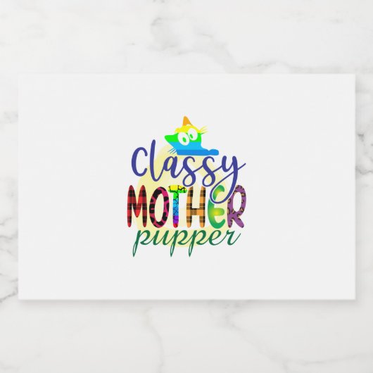 Cat Art Classy-moedertop Sparkling Wijnetiket (Enkel label)