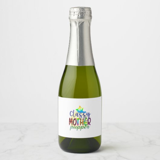 Cat Art Classy-moedertop Sparkling Wijnetiket (Voorkant)