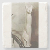 Cat  Art Deco Feline Stijlvol Natuurlijk Stenen Onderzetter (Voorkant)