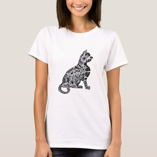 CAT ART DRAWING HANDMADE T-SHIRT (Voorkant)