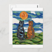 Cat Art Gray Oranje katten Briefkaart (Voorkant / Achterkant)