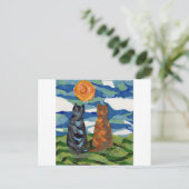 Cat Art Gray Oranje katten Briefkaart (Staand voorkant)