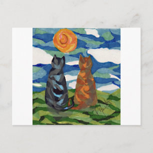 Cat Art Gray Oranje katten Briefkaart