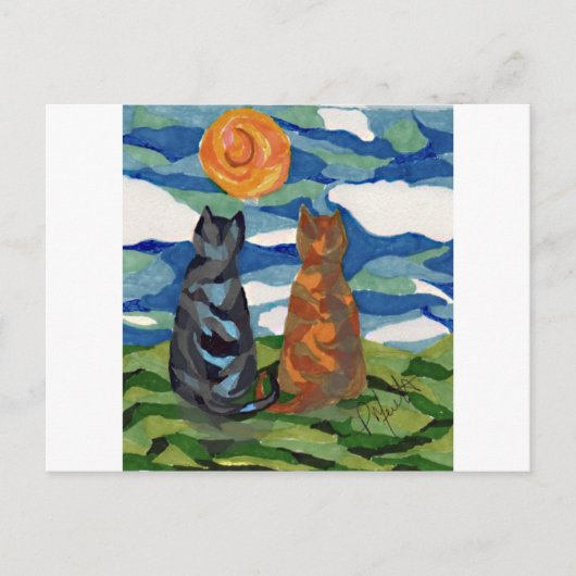 Cat Art Gray Oranje katten Briefkaart (Voorkant)