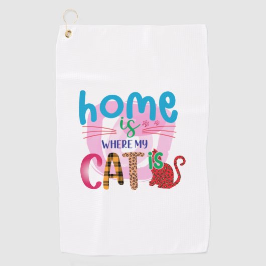 Cat Art Home is waar mijn kat is Golfhanddoek (Voorkant)